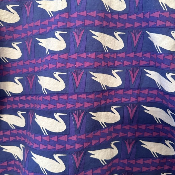 Vintage 90s Segrets Abstract Purple Bird Crane Print Shirt Med - Picture 7 of 8